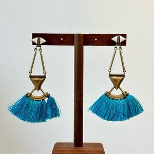 3/$20 Bronze Teal Dangling Tassels Drop Earrings